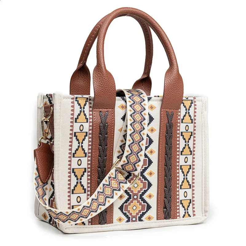Damen Spot Cross-Border Tote Canvas Umhängetasche Bohemian Aztec Geldbörsen und Handtaschen Damen Geldbörse 240824_voghion.com