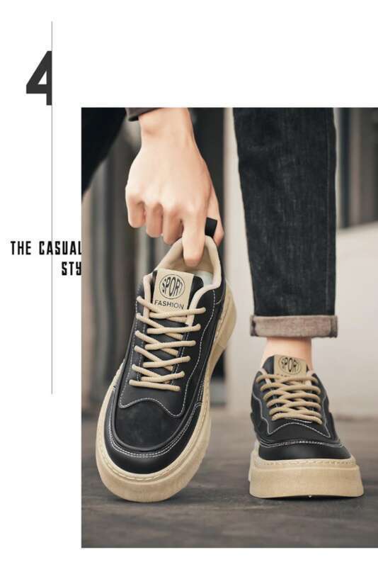 Kevään uudet hengittävät pienet valkoiset miesten opiskelijatrendit monipuoliset paksupohjaiset urheilulliset rentolautakengät trendikkäät_voghion.com