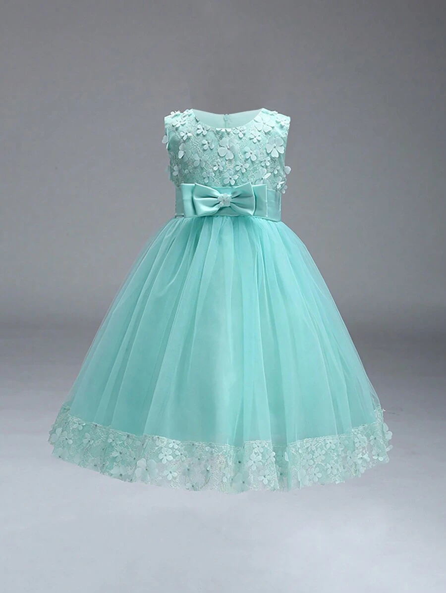 Vestido elegante sin mangas de color liso, vestido para fiesta navideña de niñas_voghion.com