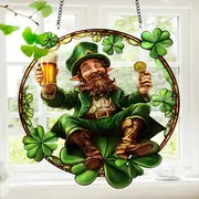Gelukskabouter-zonnevanger - 23 cm gekleurd acrylkunstwerk. Feestelijke Ierse decoratie voor St. Patrick's Day of als decoratie voor in huis._voghion.com