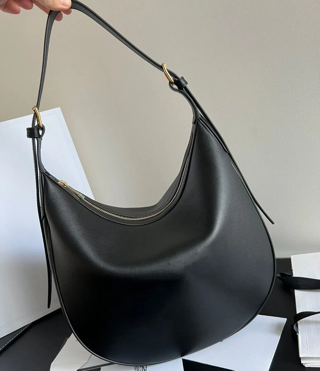 Borsa a tracolla da donna in tela con chiusura a zip, morbida in vera pelle, di alta qualità, da indossare sotto le ascelle_voghion.com