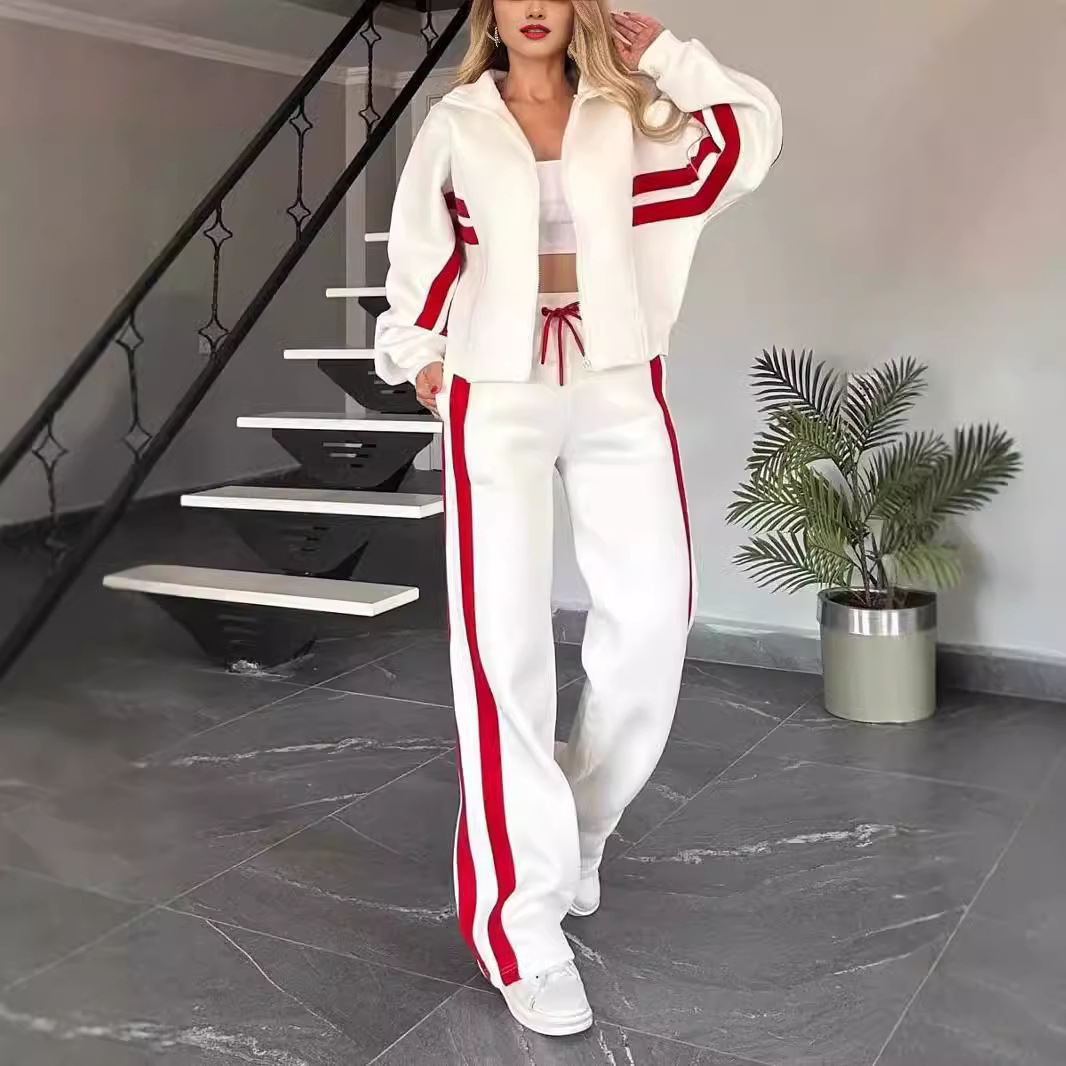Vêtements pour femmes automne Y2K rayé fermeture éclair haut veste décontracté sport costume femmes
