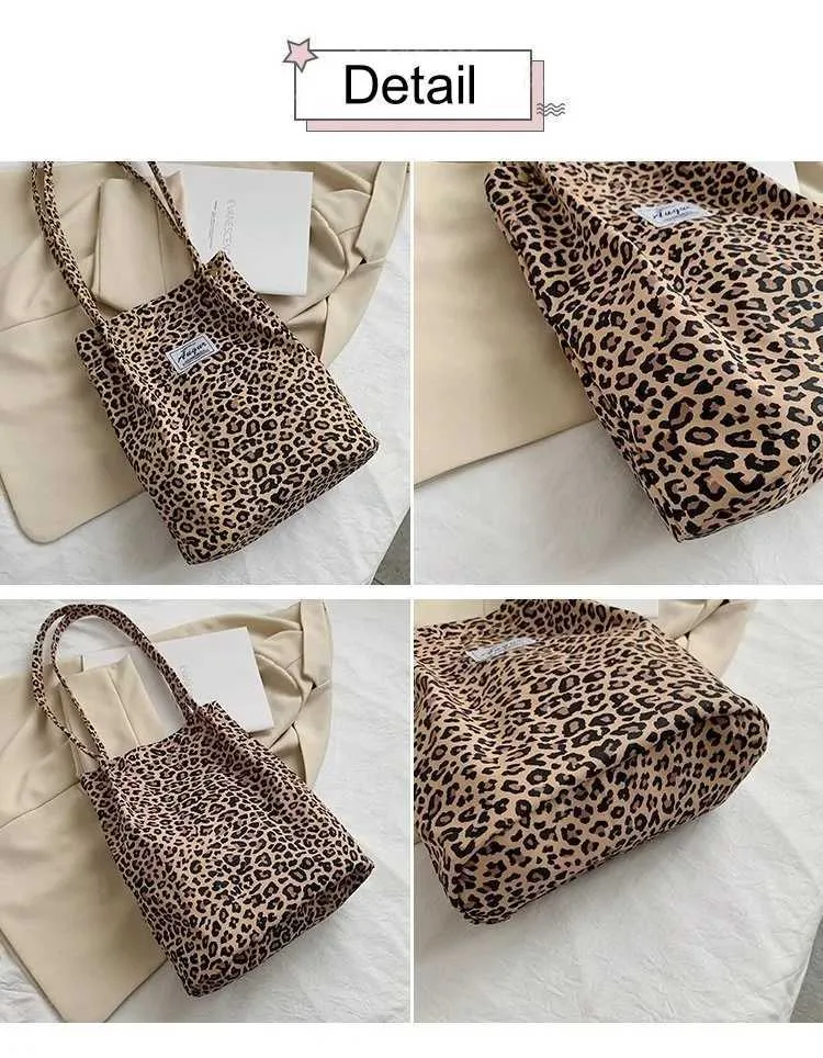 Sac à main en toile imprimé léopard pour femme, mode coréenne décontractée, nouveau sac de shopping, sac à main imprimé pour étudiant, Bolsa Mujer Y241026_voghion.com