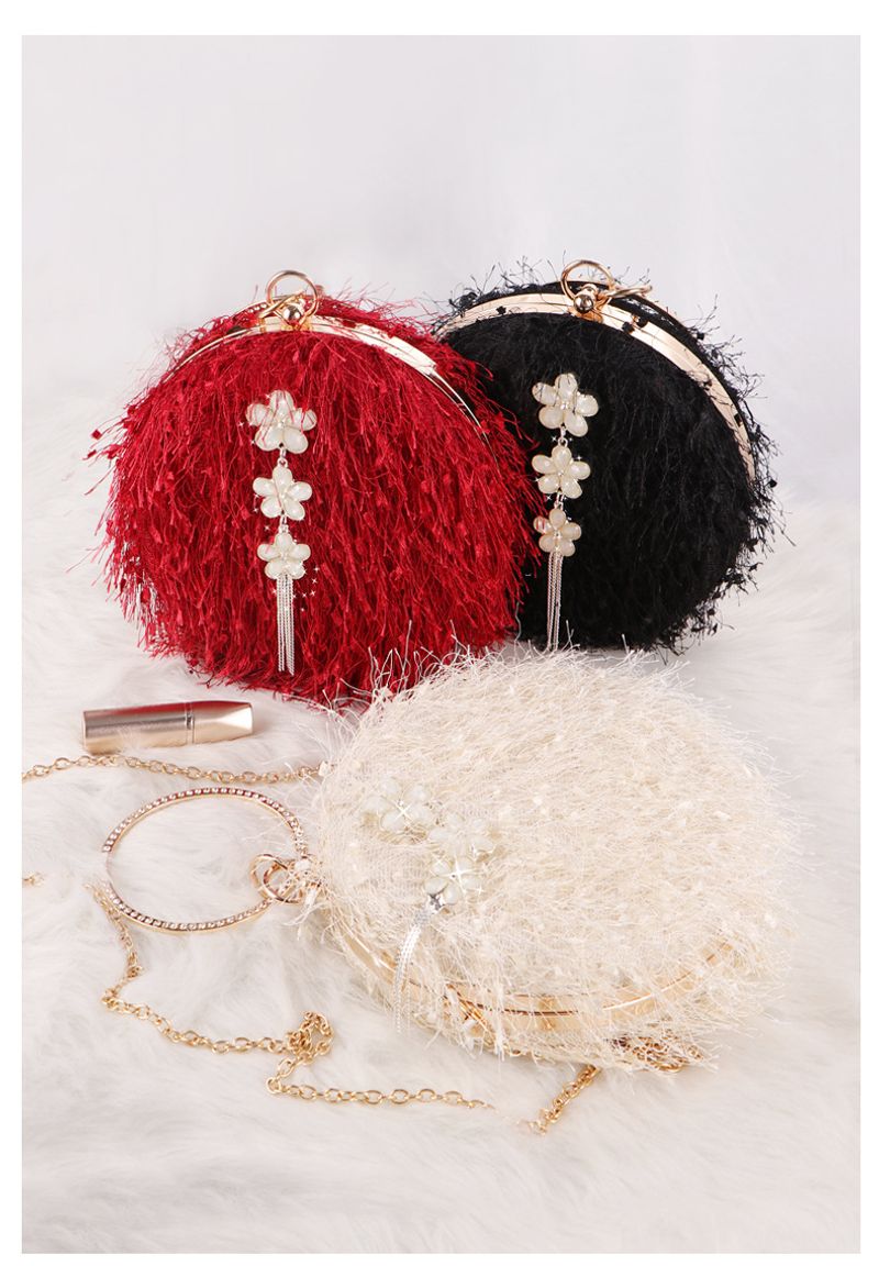 nouveau sac à main pour femme avec anneau en forme de dia sac de soirée en daim à pompon à la mode_voghion.com