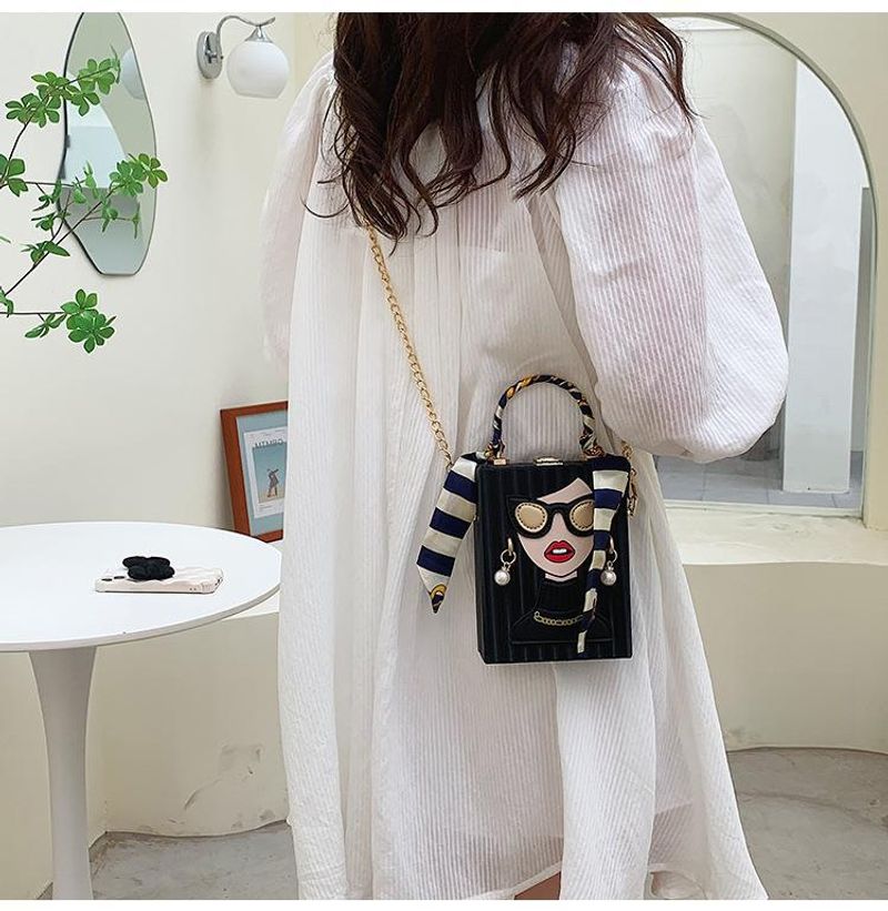 2023 grenzüberschreitende neue Box-Dinner-Tasche personalisierte Nischen-Graffiti-Handytasche Retro-Kette Handytasche_voghion.com