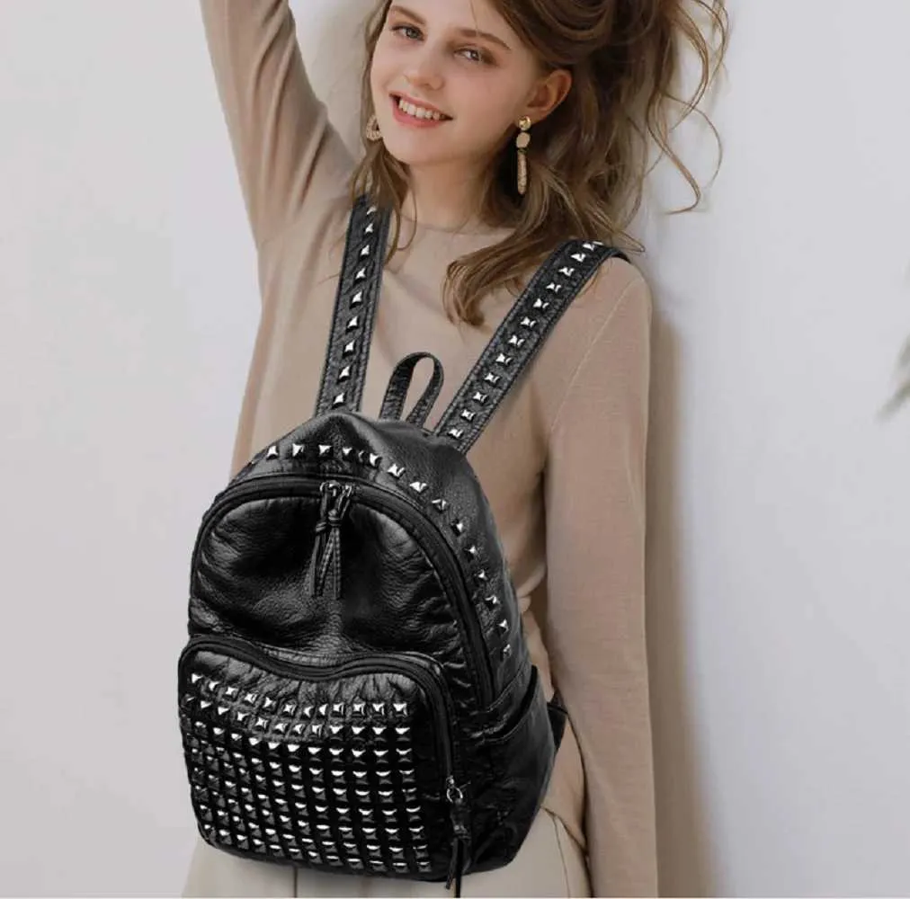 Large Leather Backpack For Women Designer Vintage Shoulder Bag_voghion.com