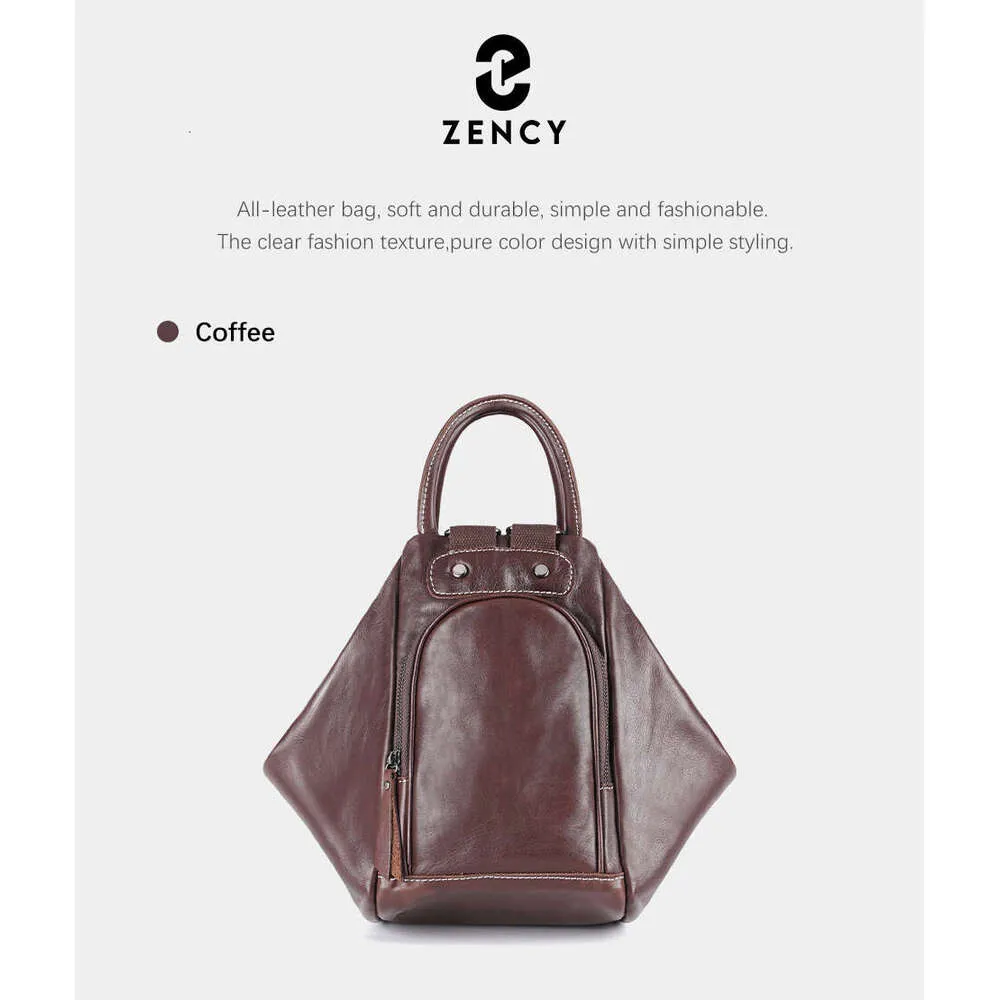 Sac à dos transformable en cuir véritable pour femme Zency 2024 Sac à bandoulière design Rucack Grandes poches pour voyage_voghion.com