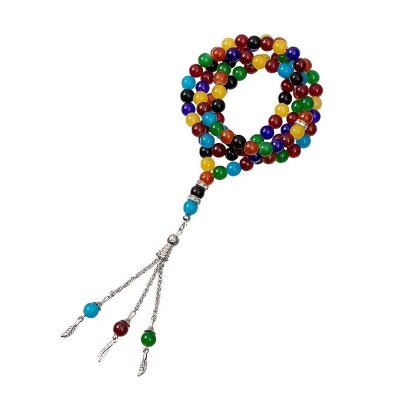 Anhänger Halsketten Y4QB Muslim Rosenkranz 8mm Tasbeeh Gebetsperlen 99 Buntes Harz für_voghion.com