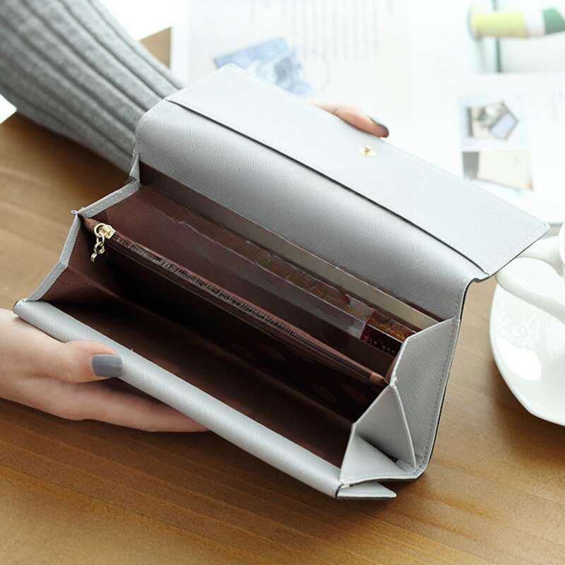 Herbst Neue Lange Dreifach Gefaltete Brieftasche Für Damen Mit Großem Fassungsvermögen, Karten-Stil, Multifunktion, Modische Studentin_voghion.com