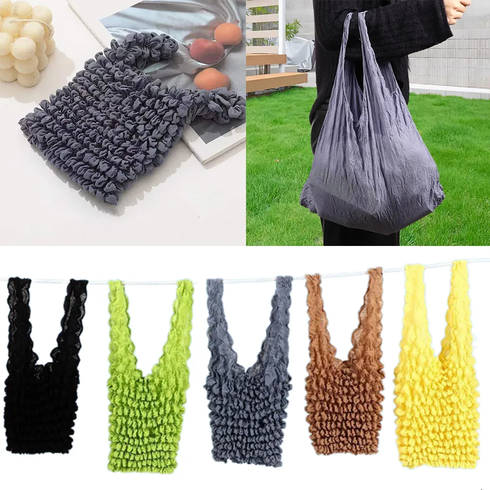 Stretchable Large Capacity Shopping Portable Magic Expansion Handbag Fold Pleated Storage Tote Bag Stretch Shopper Bags_voghion.com