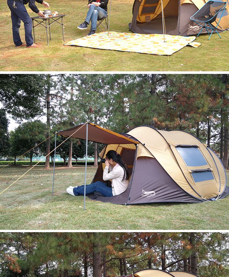 Outdoor automatic 3-4 people quick open free boat multi-person camping park tent rain protection_voghion.com