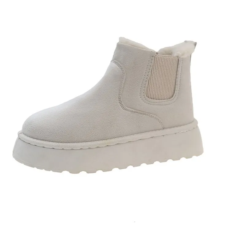 Designer Outdoor Shoes, Women's Thick Soled Snow Boots, Fashionable And Versatile Shoes With Plush Round Toe Sleeves,_voghion.com