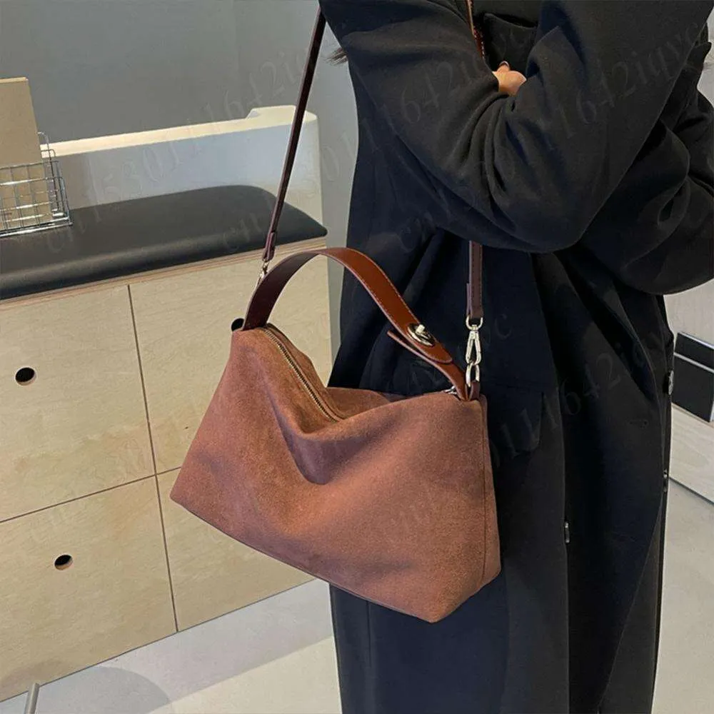 Borsa a tracolla in pelle scamosciata da donna, tracolla regolabile, hobo con tasca interna, pochette, borsa a mano con cerniera_voghion.com