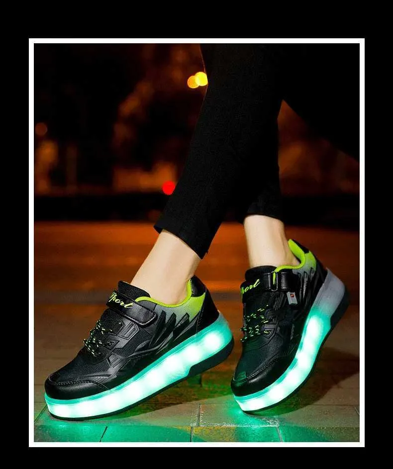 Düz Paten Erkek Kız Yanıp Sönen Işıklar İki Tekerlekli Paten Ayakkabı Led Işıklı Işıklı Spor Ayakkabılar Açık Hava Günlük Ayakkabılar_voghion.com