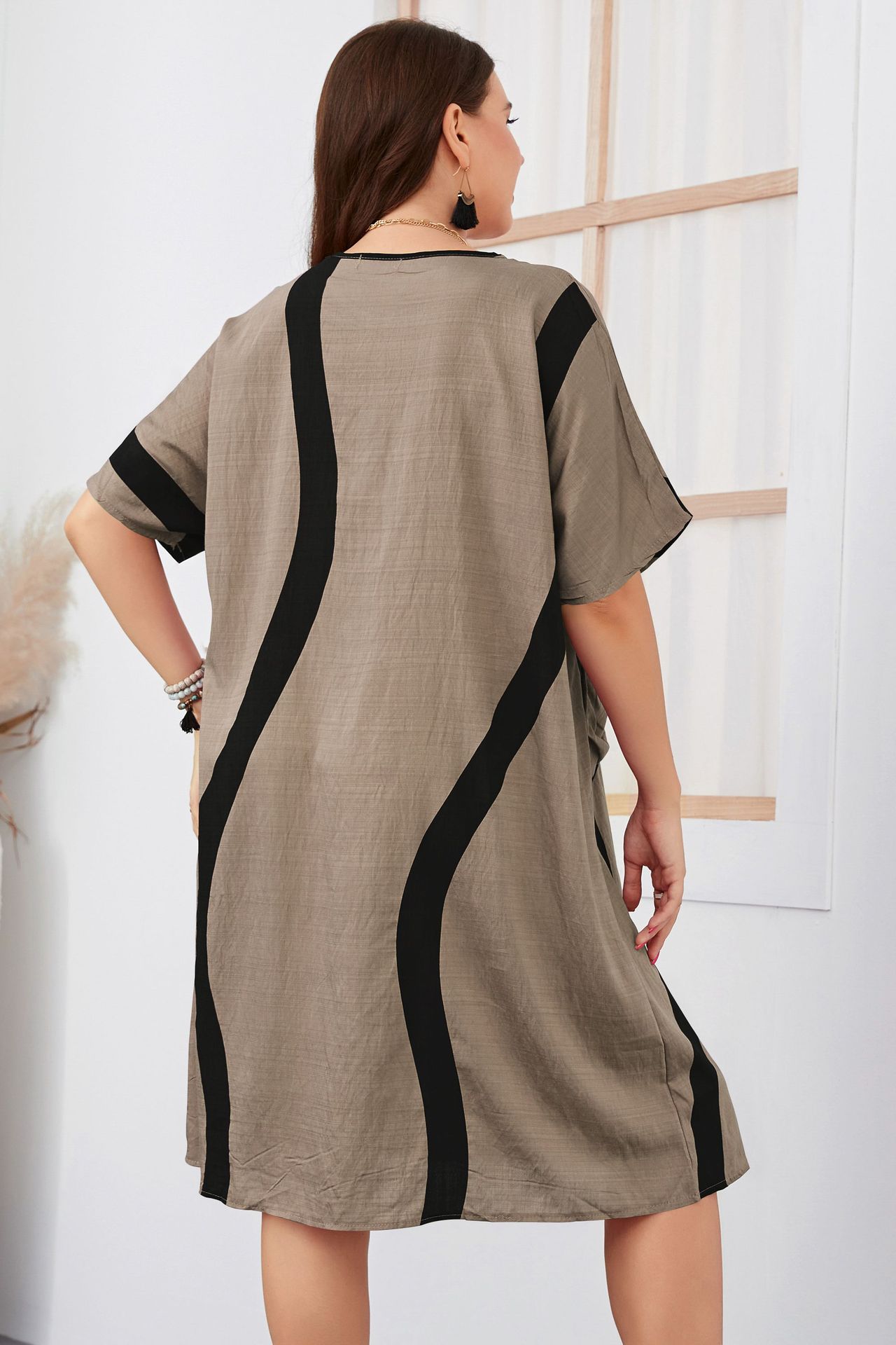 Women's short-sleeved large size loose dress _voghion.com