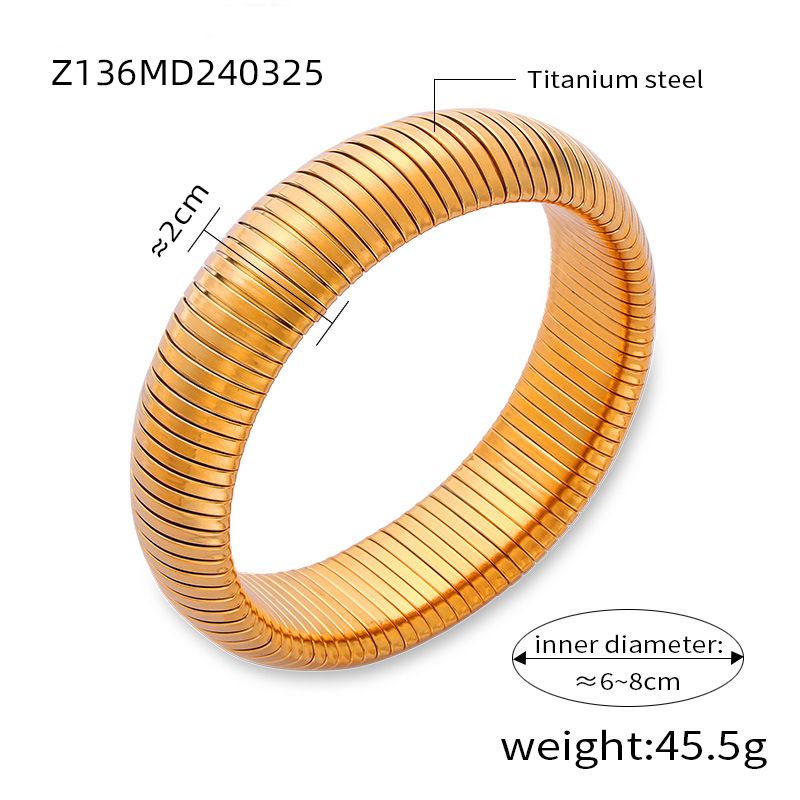 Bijuterii de primăvară cu design geometric texturat pentru femei, din oțel titan placat cu aur, late, la modă, naveta, personalitate simplă, de primăvară_voghion.com