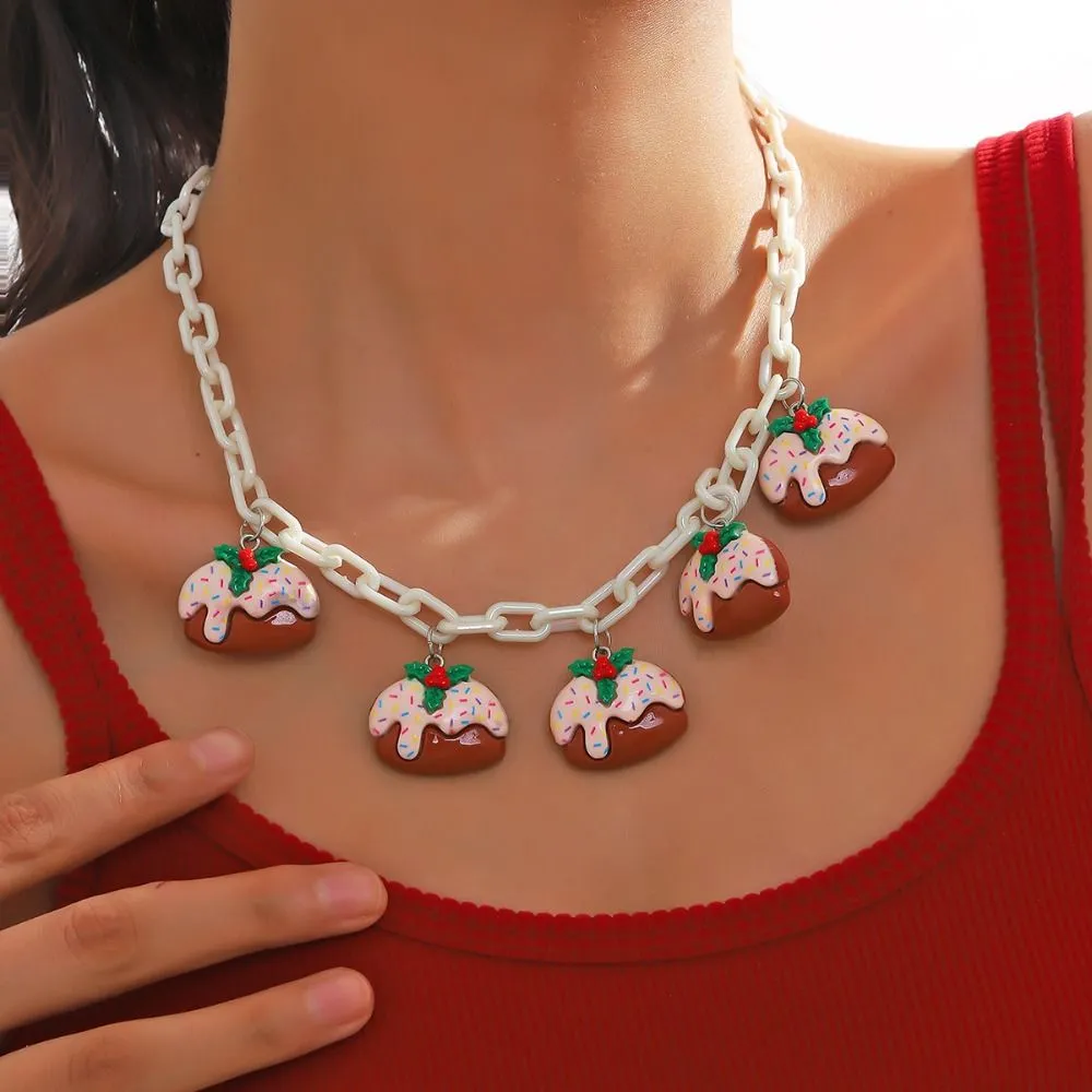 Ketten Santa Weihnachten Acryl Halskette Glocke Box Weihnachten Schlüsselbein Kette Lebkuchenmann Schmuck Zubehör Cartoon Anhänger_voghion.com