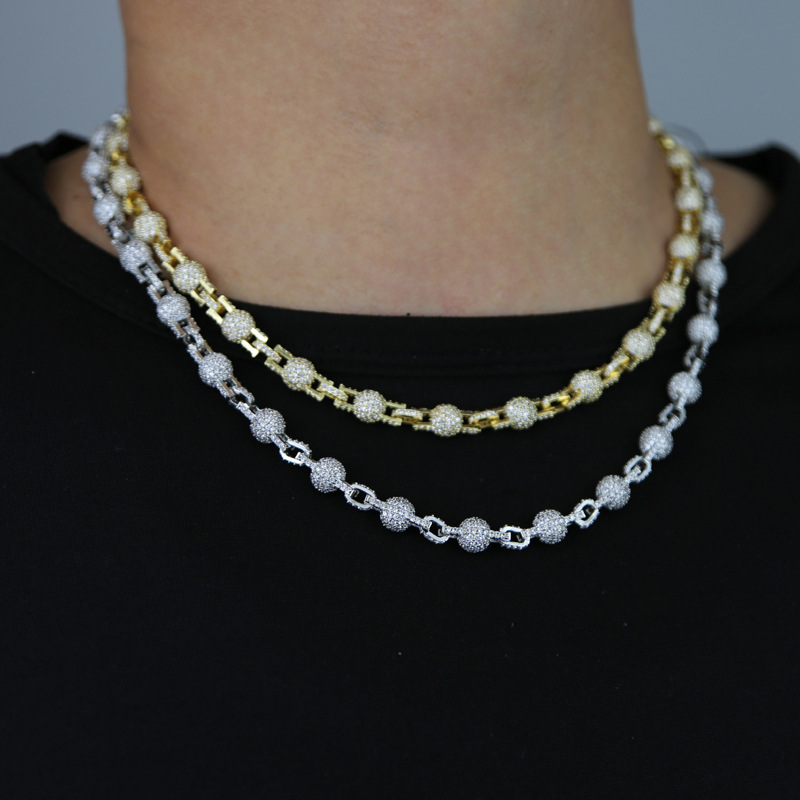 New Necklace 7mm Micro Inlaid Zircon Round Bead Necklace Men And Women’s Same Style Personalized Jewelry