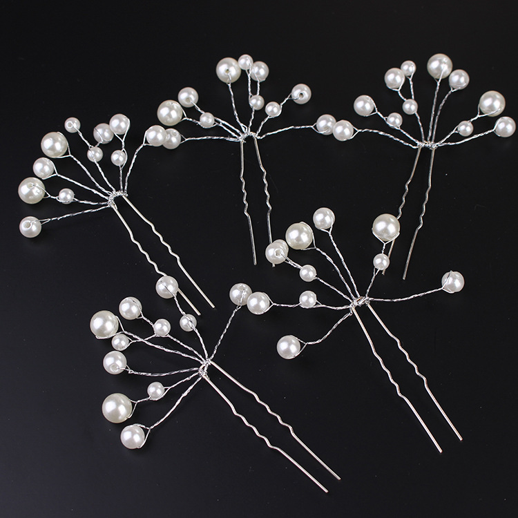 Fourchette à cheveux en perles coréennes en forme de U pour mariée, bijoux blancs, épingle à cheveux, accessoires pour robe de mariée, forme de pan, coiffe de cheveux