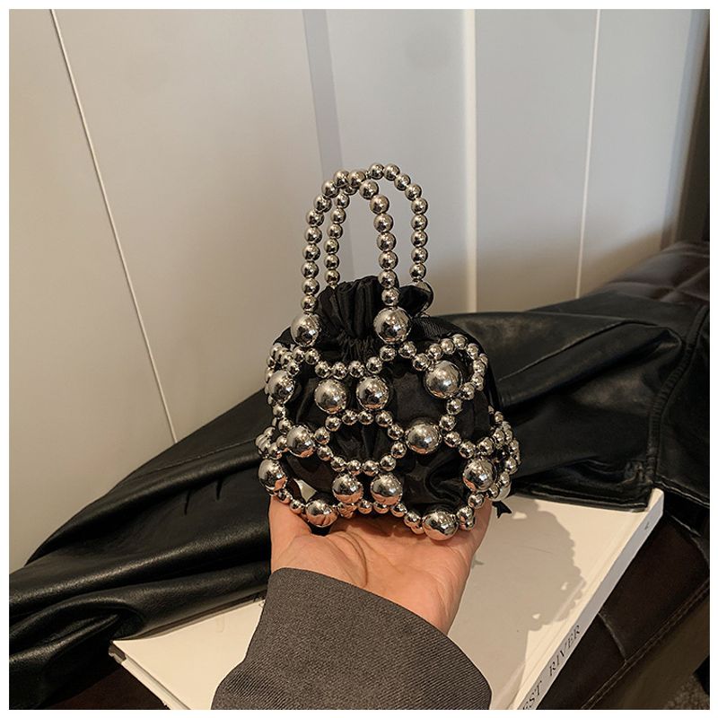 For Women Pearl Handbag Beaded Crossbody Fashion Light Mobile Phone Bucket Shoulder Bag_voghion.com