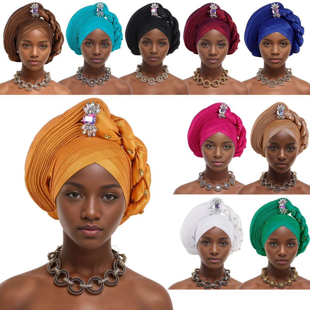 Nouveau chapeau Baotou de l'industrie lourde à tresses empilées en diamants, chapeau musulman, chapeau africain