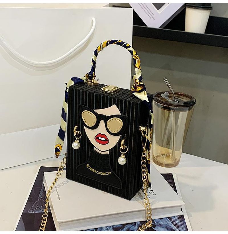 2023 grenzüberschreitende neue Box-Dinner-Tasche personalisierte Nischen-Graffiti-Handytasche Retro-Kette Handytasche_voghion.com