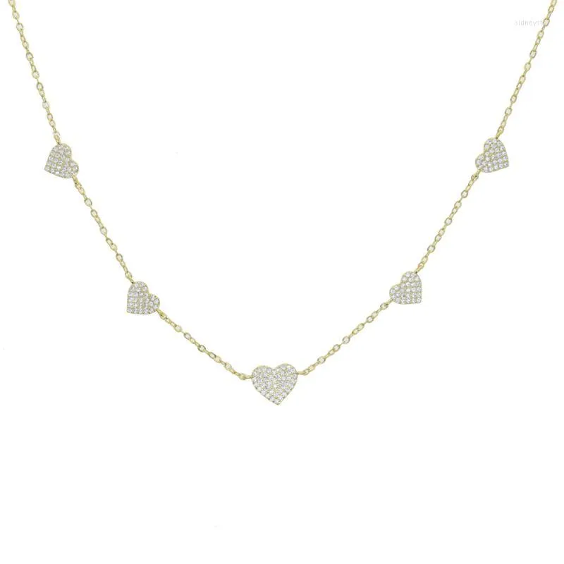 Chains Gold Sier Color Minimal Delicate Heart Pendant Necklace Bling Cz Station Charm Choker Mother's Day Gift Jewelry_voghion.com