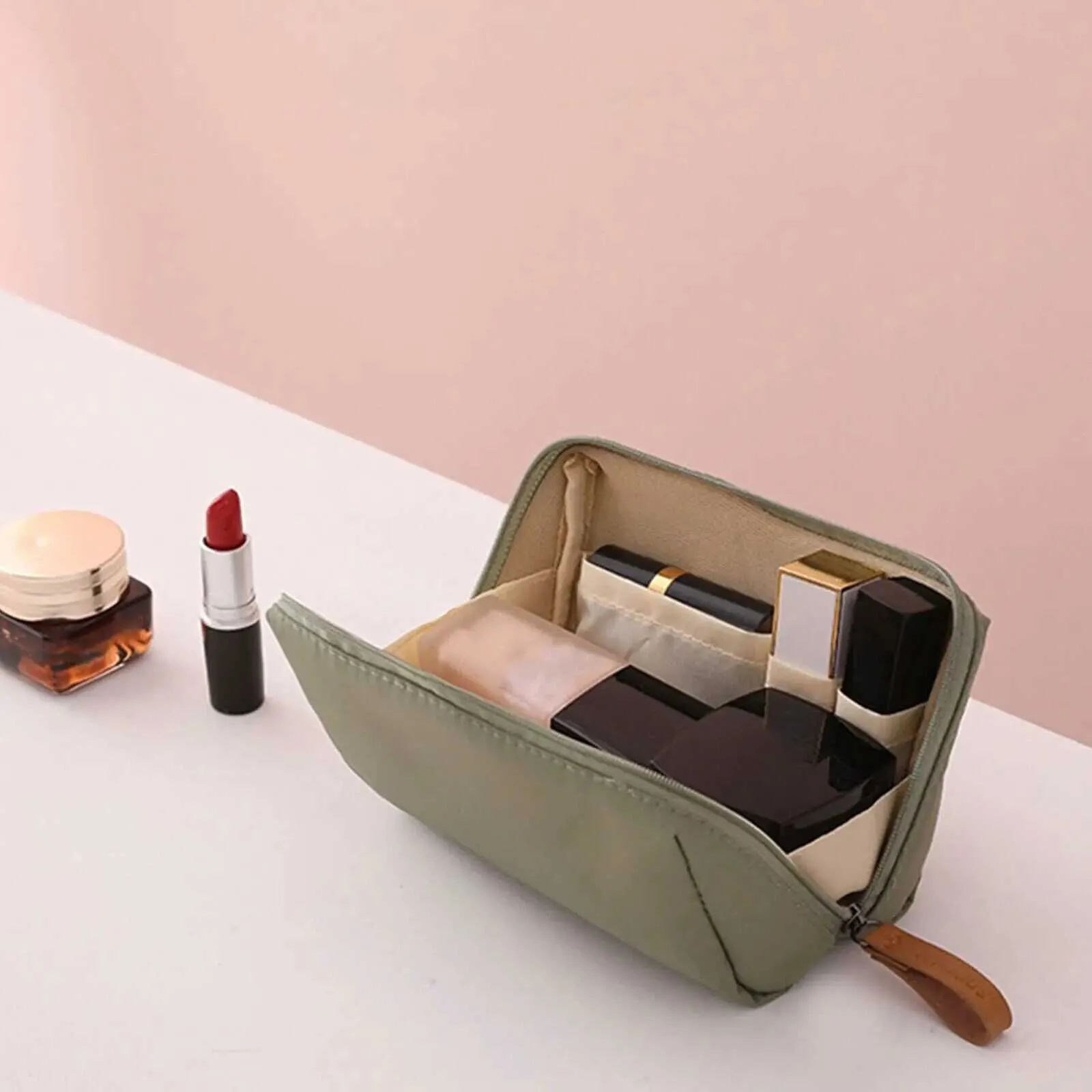 Trousse de maquillage portable de voyage pour femmes, sac à main étanche, organisateur de toilette multifonctionnel, sac de rangement de haute qualité Y241023_voghion.com