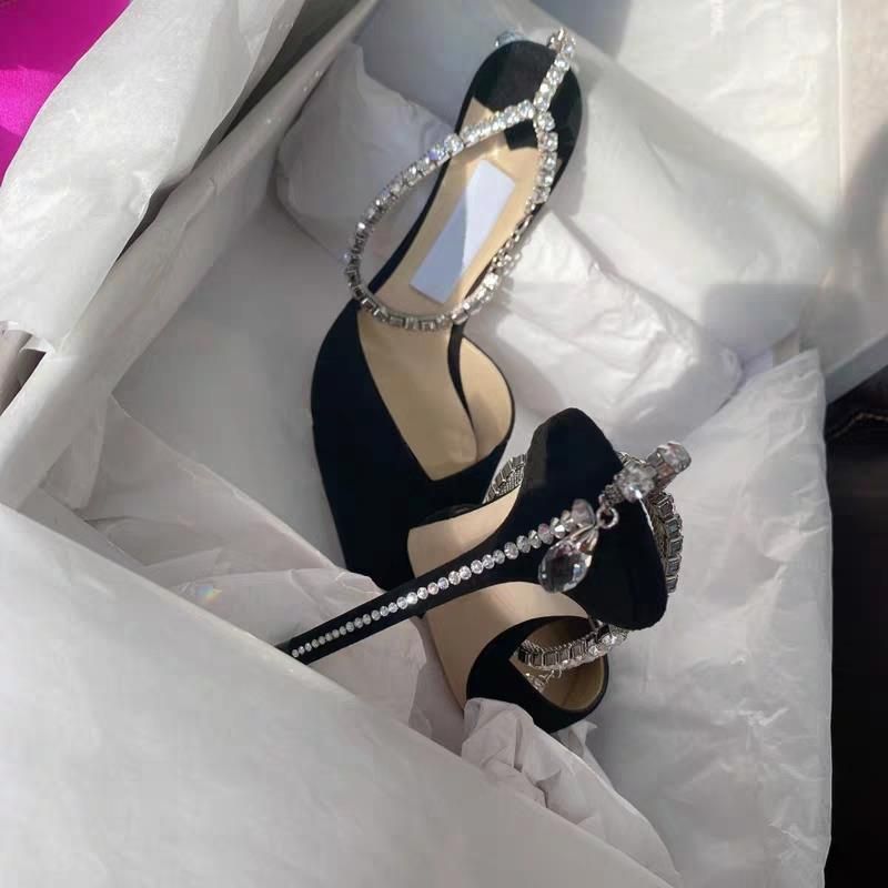 One e dia high sandals 2022 new summer and autumn fashion pointed sexy slim heel chain crystal single shoes for_voghion.com