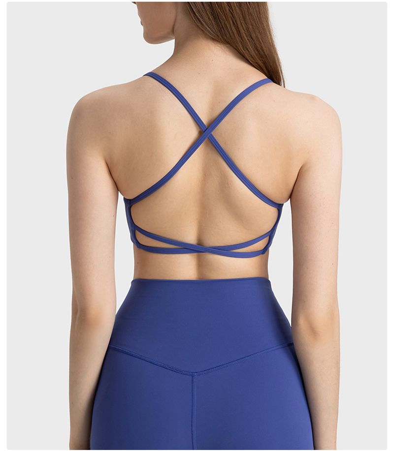 New Cross Back Fine Shoulder Strap For Women's Fiess High Elastic Breathable Pilates Yoga Sports Bra_voghion.com