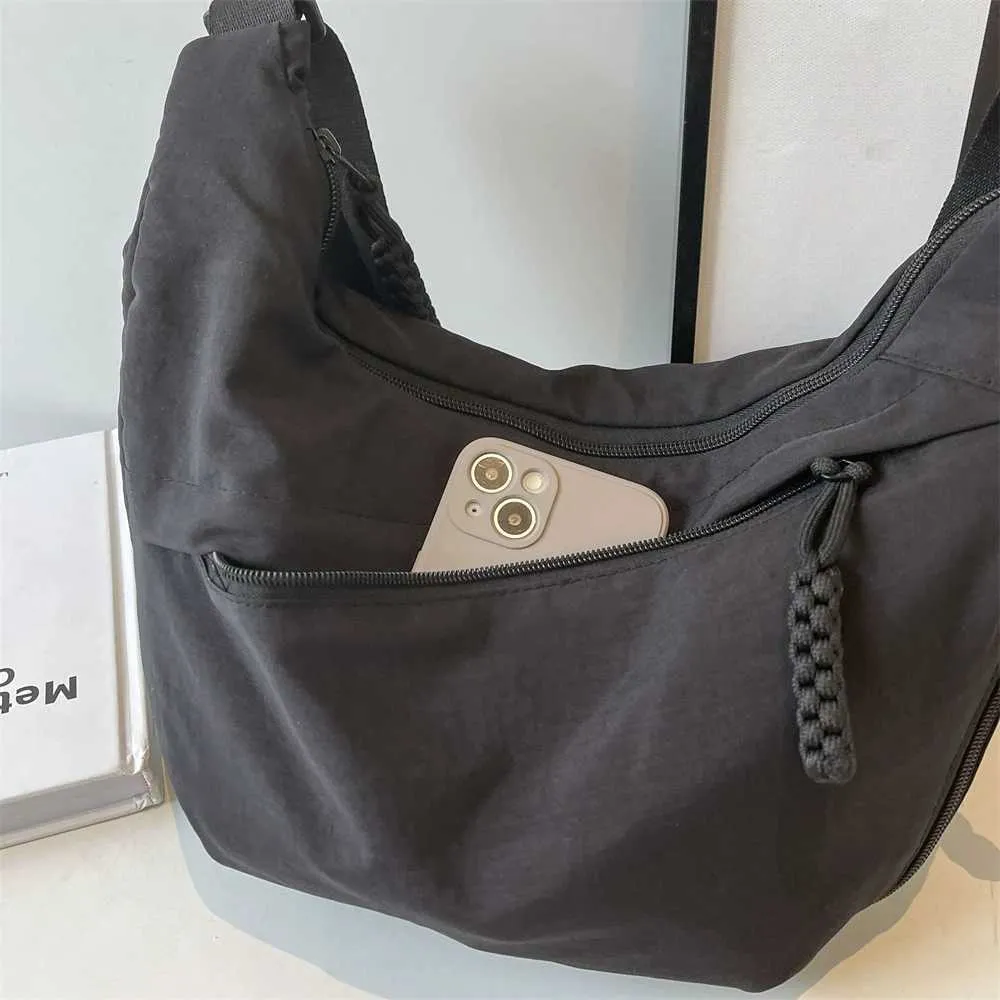 Borsa a tracolla casual da donna in tessuto di nylon, multi tasche, grande capacità, borsa a tracolla, hobo, 2024, estate, ultima moda_voghion.com