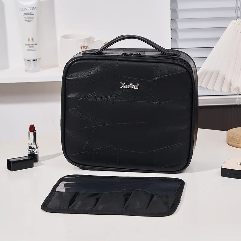 Trousse de maquillage rose chic, grande capacité, légère, idéale pour les voyages et le rangement._voghion.com
