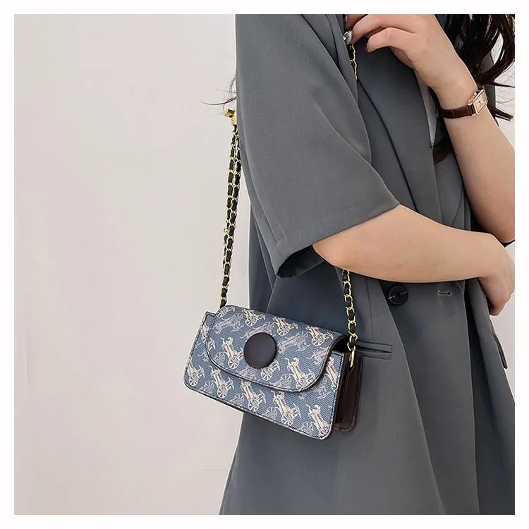 Free Shipping Single Shoulder Bag For Women Handheld Fashion Printed Wide Shoulder Chain Casual Diagonal Cross Bag_voghion.com