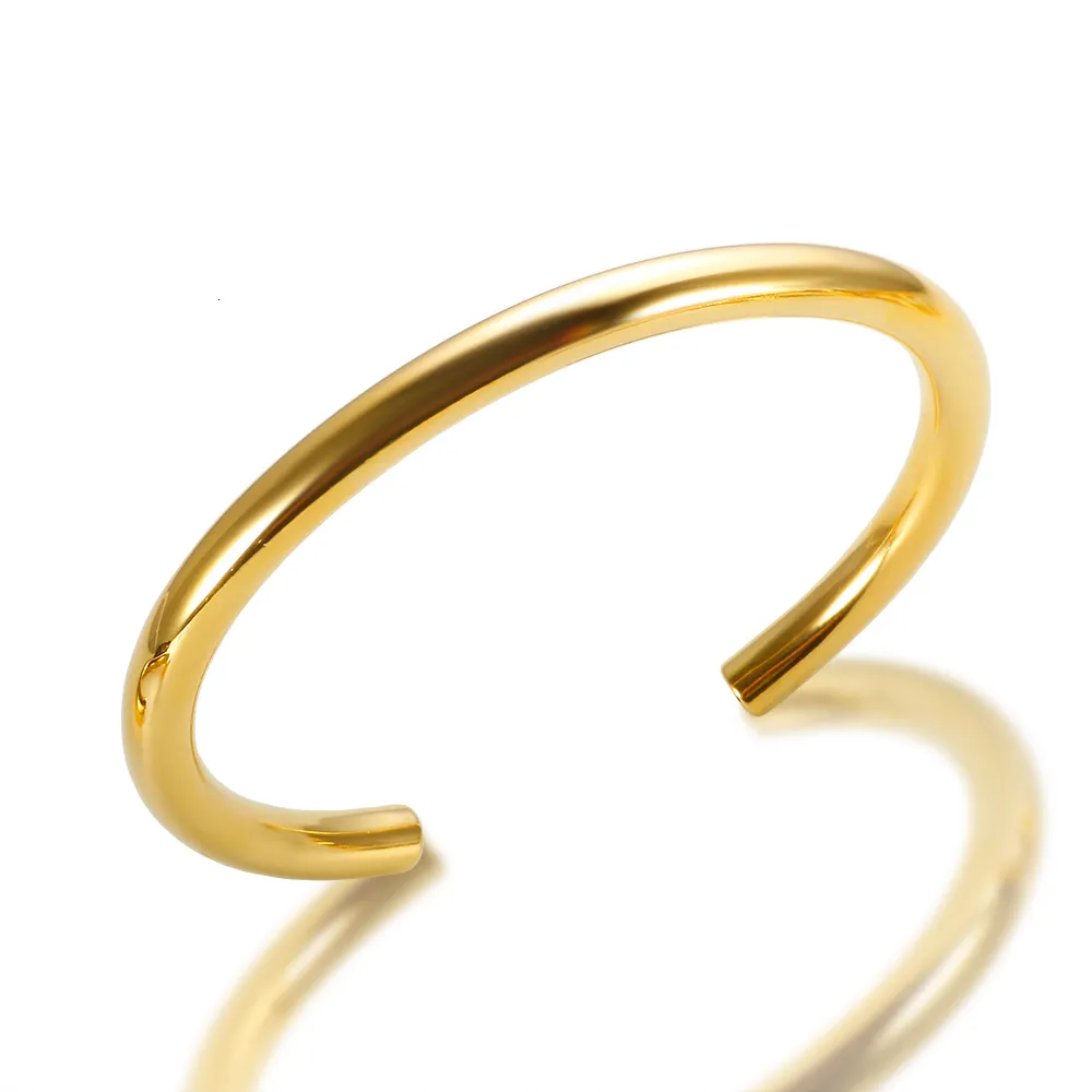 Braccialetto a tubo spesso per donna Bracciale a polsino in acciaio inossidabile Hiphop Cavo placcato oro Moda all'ingrosso Gioielli Pulseras_voghion.com