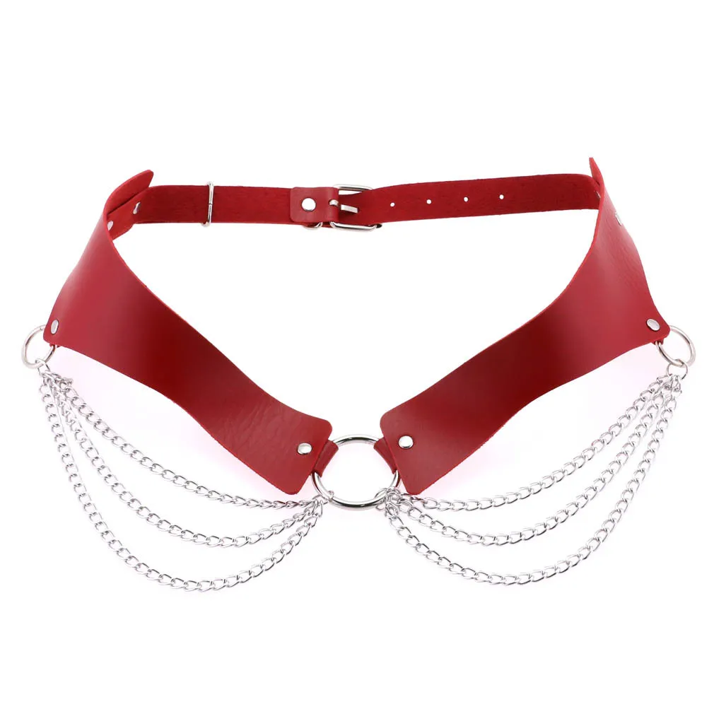 Cinto de corrente em pele pu para mulher estilo gótico punk_voghion.com