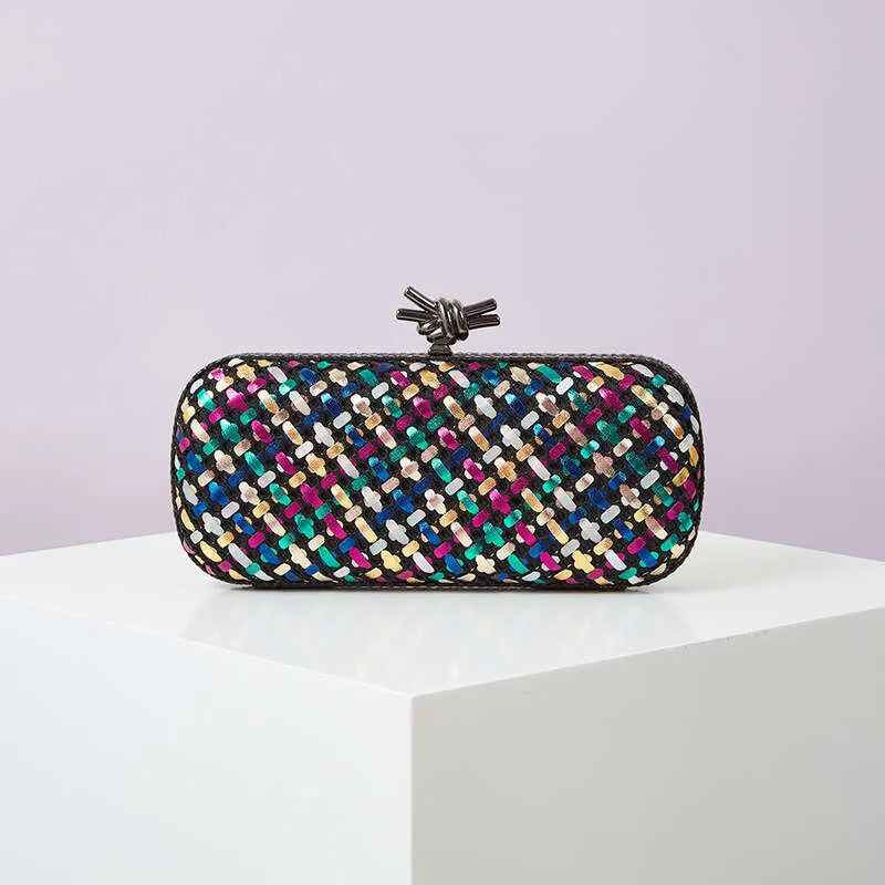 Gold Evening Clutch Bag For Women Leather And Bright E Woven Purse Elegant Ladies Metal Knot Party Handbag Bolsas_voghion.com