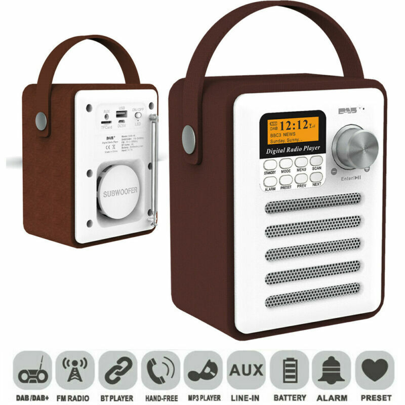 Portable Radio Rechargeable Bluetooth Speaker Digital Retro Stereo Bluetooth FM Receiver AUX Radio Audio MP3 Player_voghion.com