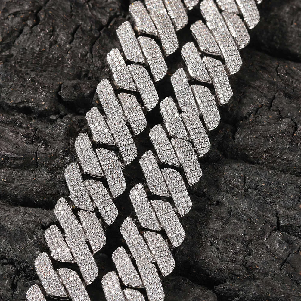 Nova hip-hop 20 mm široka GRA Moissanite diamantna zlata sterling Sier kubanska verižica za moške hip hop ogrlica_voghion.com