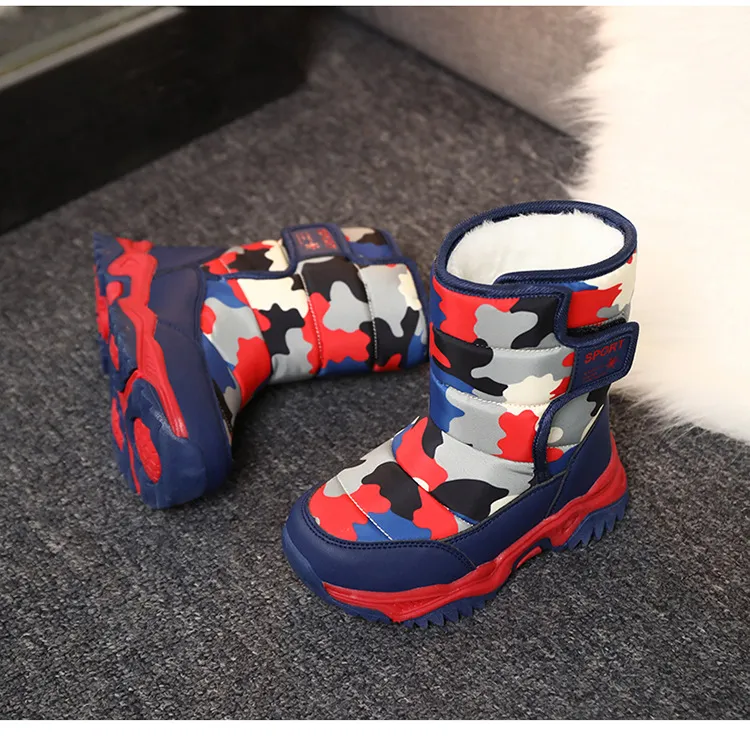 Winter Kids Plush Waterproof Fabric Non-Slip Girls Boys Rubber Sole Toddler Snow Fashion Warm Cutefeet Children Outdoor_voghion.com