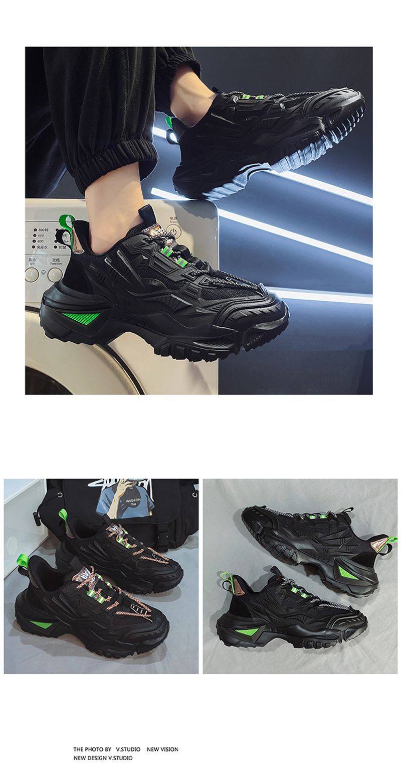 Men's spring new mesh sports men's running leisure shoes, with an increased height inside. Pure black and versatile dad_voghion.com