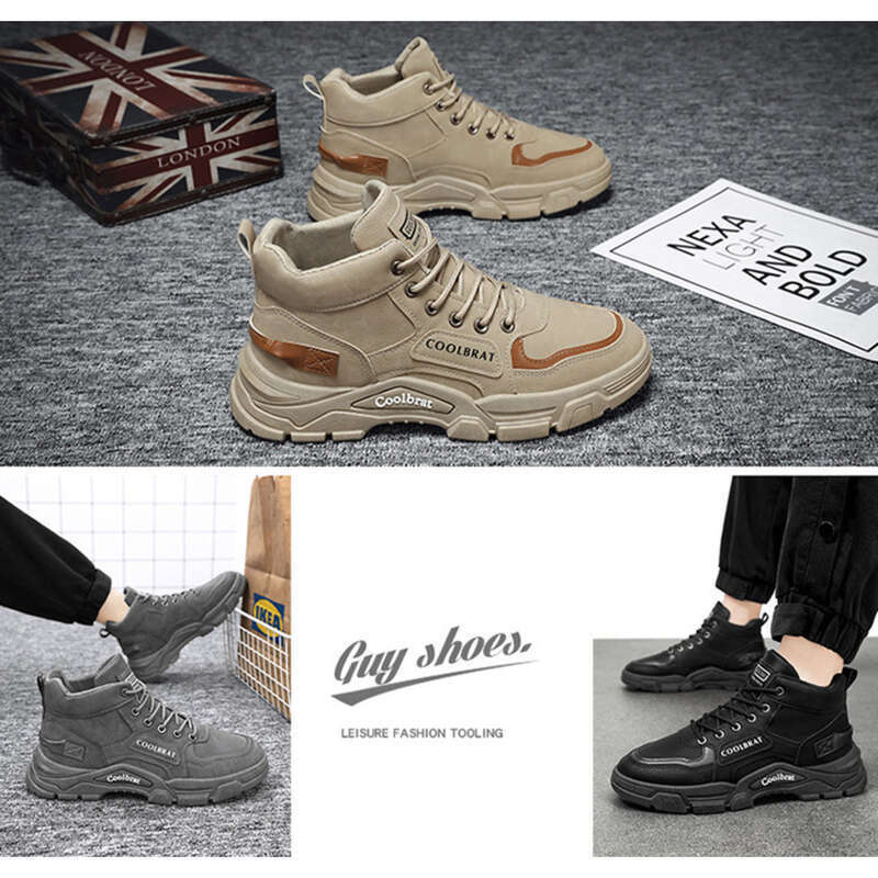 Nuovo autunno Martin Trendy Versatile, suola spessa, antiscivolo, scarpe da lavoro alte, stivali corti da uomo, scarpe antinfortunistiche_voghion.com