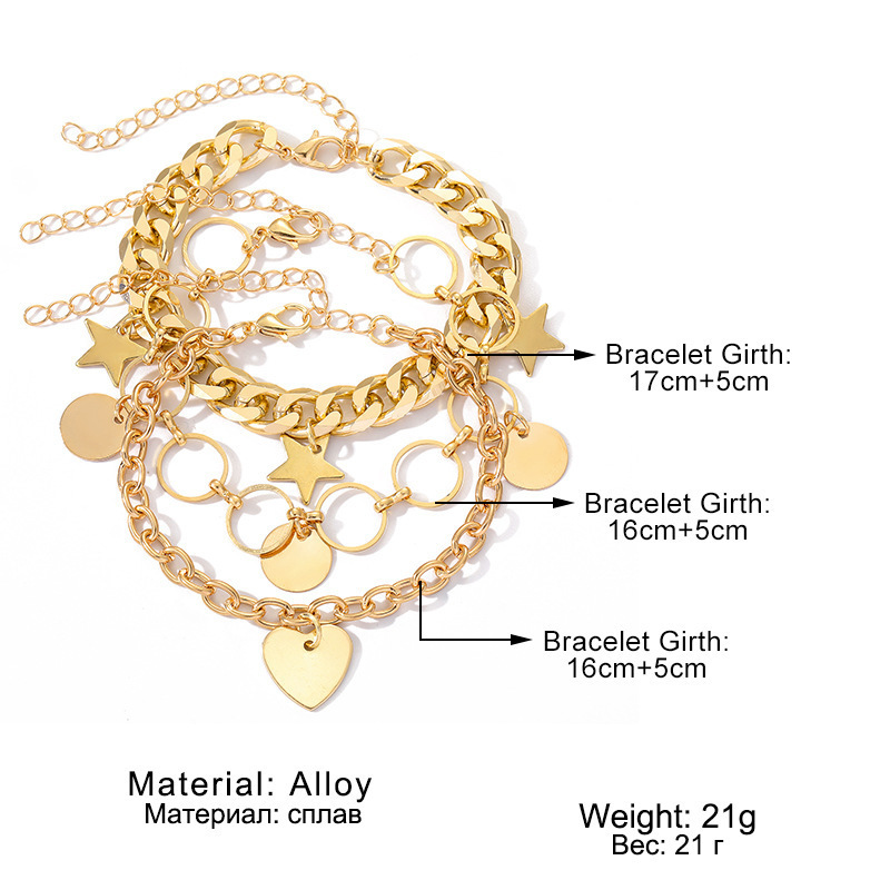 Punk with Diamond and Butterfly Layered Chain Jewelry Hip Hop Multi Layer OT Bracelet_voghion.com
