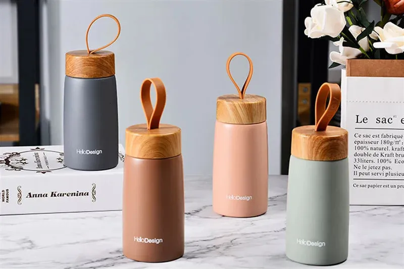 Bouteille isotherme en bois - 280 ml | Double paroi | Thermos d'extérieur_voghion.com