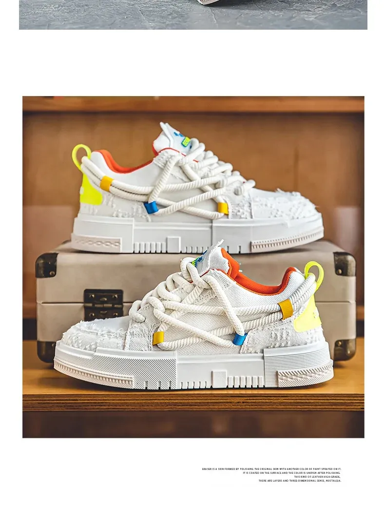Chaussures de skateboard à lacets en toile vulcanisée à plateforme verte pour homme, baskets basses de tennis décontractées pour hommes 240704_voghion.com