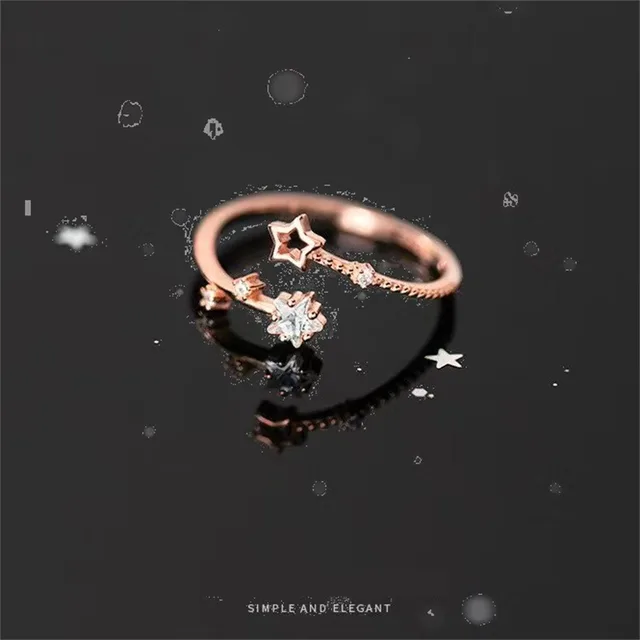 Ready Stock 3/5pc Star-haped Ring Exquiite Shiny Flower Vine Adjutable Open Metal Ring For Women Fahion Party Daily_voghion.com