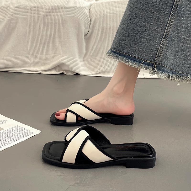 Pantofole estive da donna con fondo piatto antiscivolo alla francese, alla moda, per il tempo libero, per tutti i giorni, squisite e comode._voghion.com