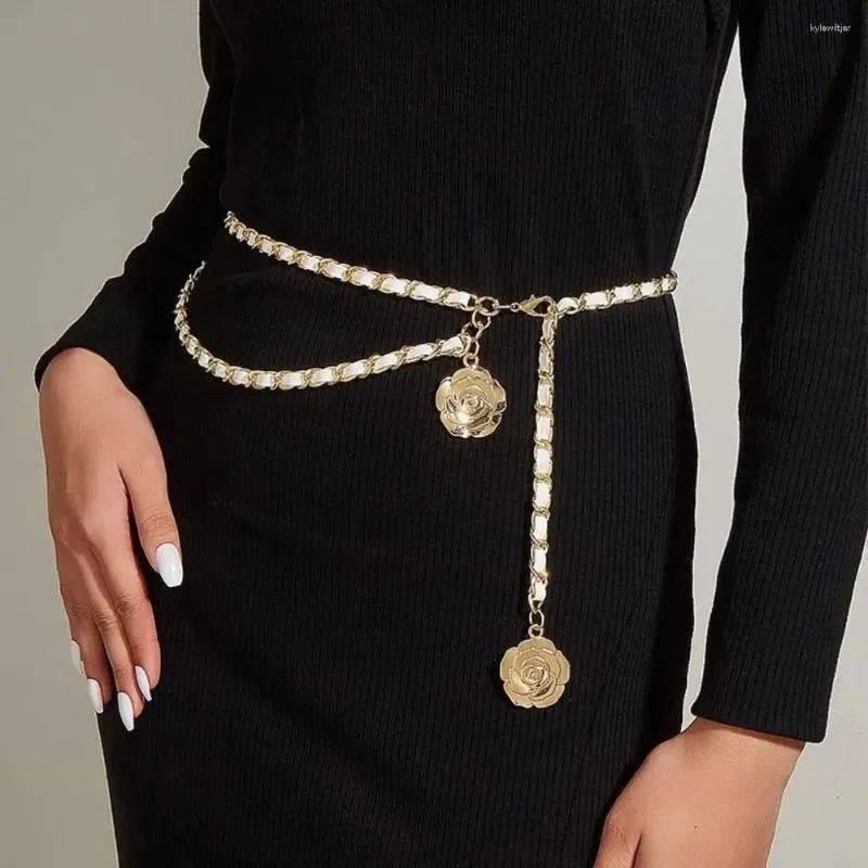 Belts Flower Pendant Waist Chain Fashion Jeans Adjustable Belt Punk Dress Suit Metal Women_voghion.com