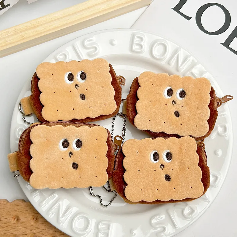 Kawai Biscuit Coin Bags Headphone Organizer Key Cards Storage Bag Kid Schoolbag Pendant_voghion.com