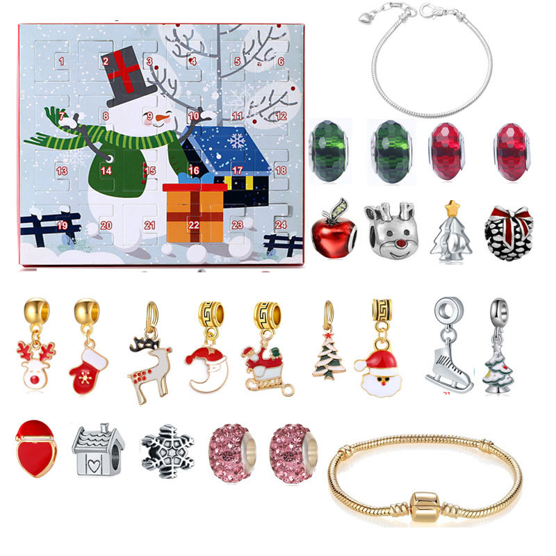 Unisex New Product Christmas Ornaments Countdown Calendar Gift Box Advent Bracelet Set
