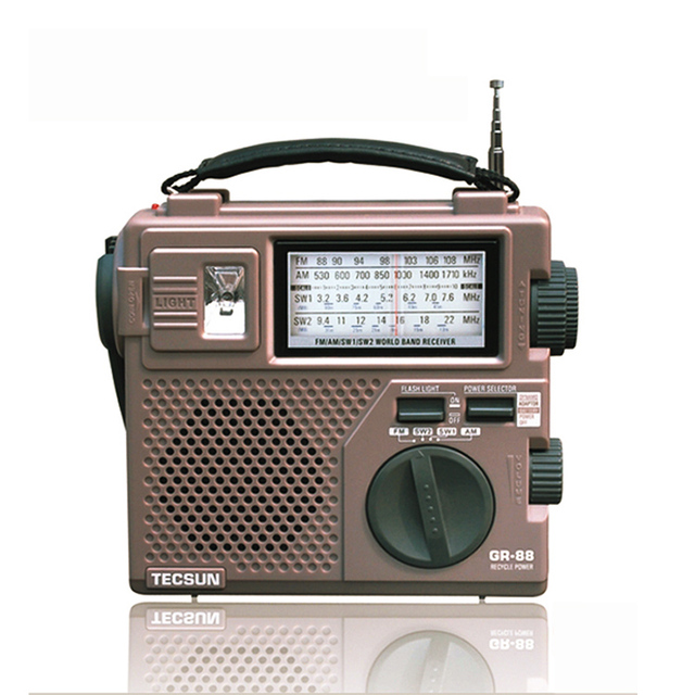 Receptor de radio digital portátil de banda completa Radio de emergencia con luz Radio dinamo con altavoz incorporado Manual de alimentación manual GR-88P_voghion.com